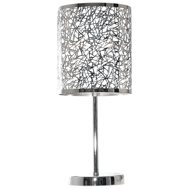 Polished Chrome Table Lamp with Silver Patterned Shade - Future Light - LED Lights South Africa