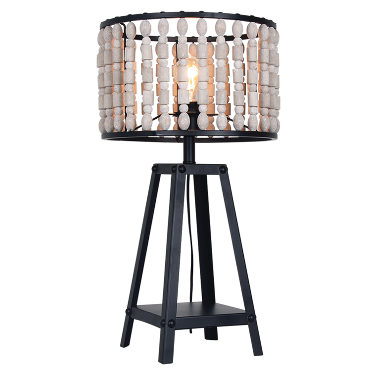 Metal and Wood Bead Table Lamp - Future Light - LED Lights South Africa