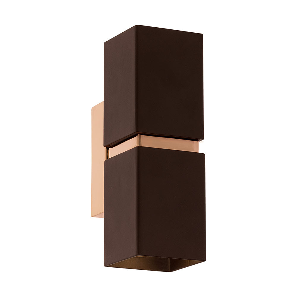 Passa Square Up Down Wall Light - Brown & Copper - Future Light - LED Lights South Africa