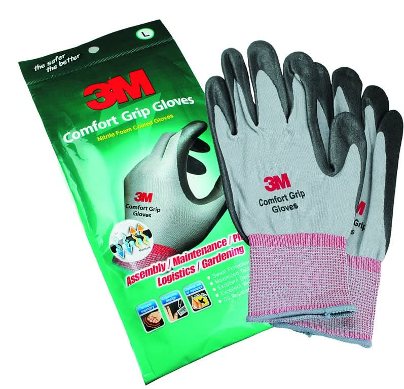 3M Comfort Grip Gloves - Large for Dexterity & Protection