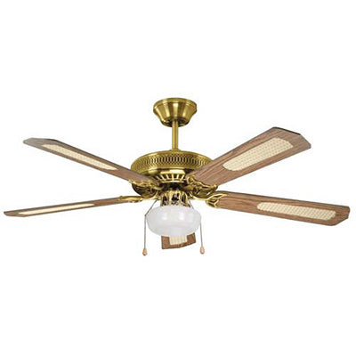 Rattan Ceiling Fan with 1 Light Antique Brass - Future Light - LED Lights South Africa