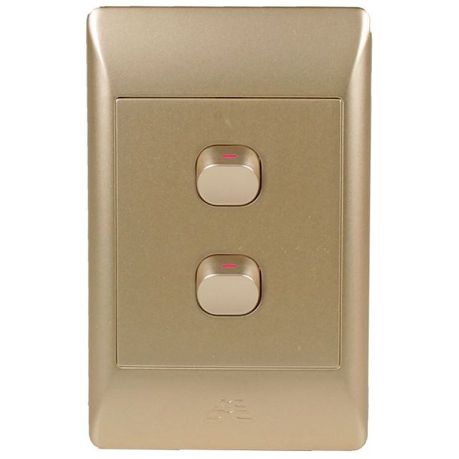 Champagne Light Switch - 2 Lever, 1 Way (4 x 2) - Future Light - LED Lights South Africa